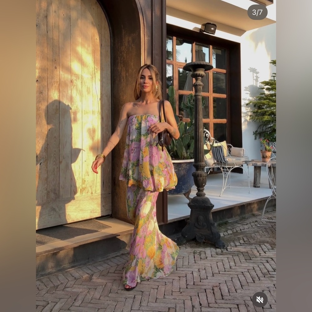 Zara Floral Strapless Maxi Dress Wedding summer evening bodycon - Picture 5 of 16